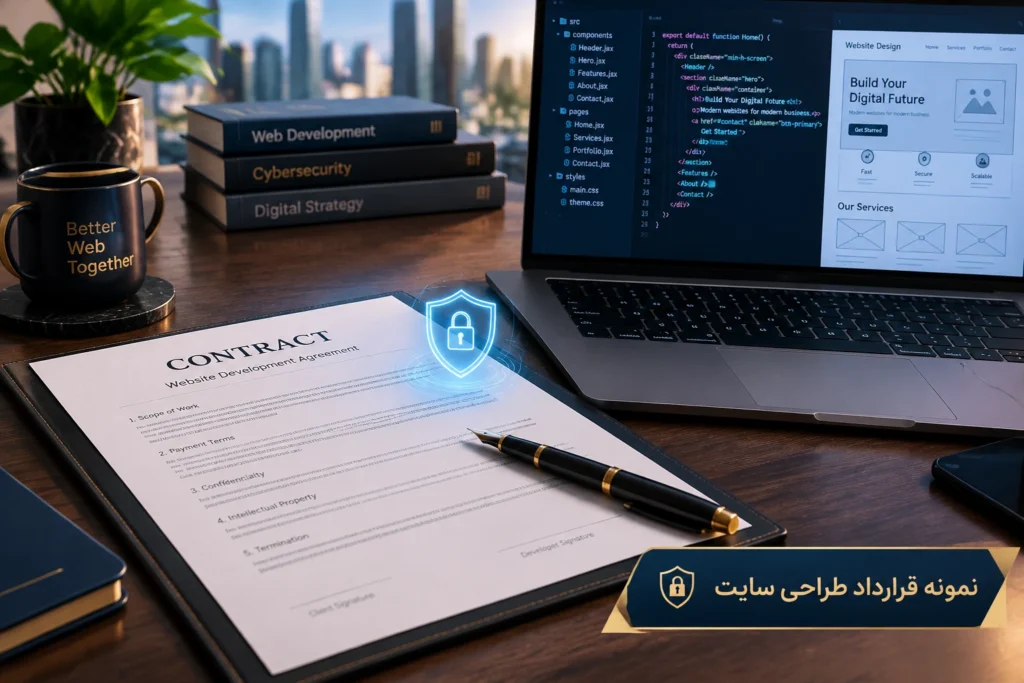 نمونه قرارداد طراحی سایت + نکات کلیدی حقوقی و امنیتی [دانلود فرمت کامل]